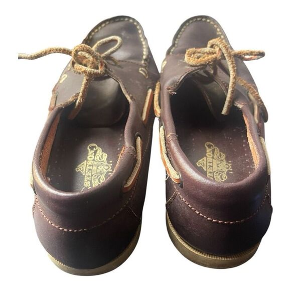 Men's Stetson Vintage Brown Leather Boat Shoes Size 10 - Picture 6 of 6
